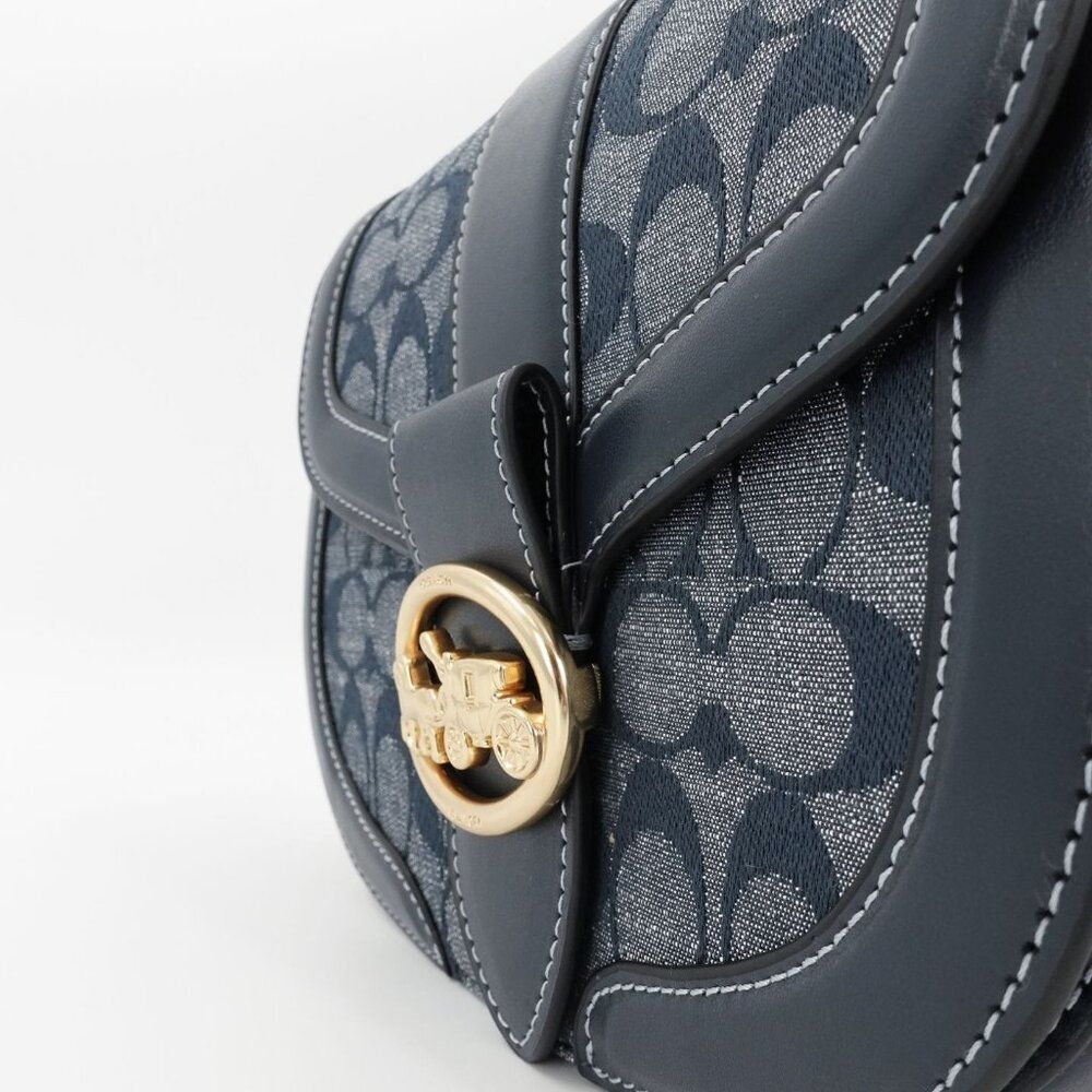 Coach Women's Georgie Saddle Bag In Signature Chambray Blue OS - Picture 9 of 14